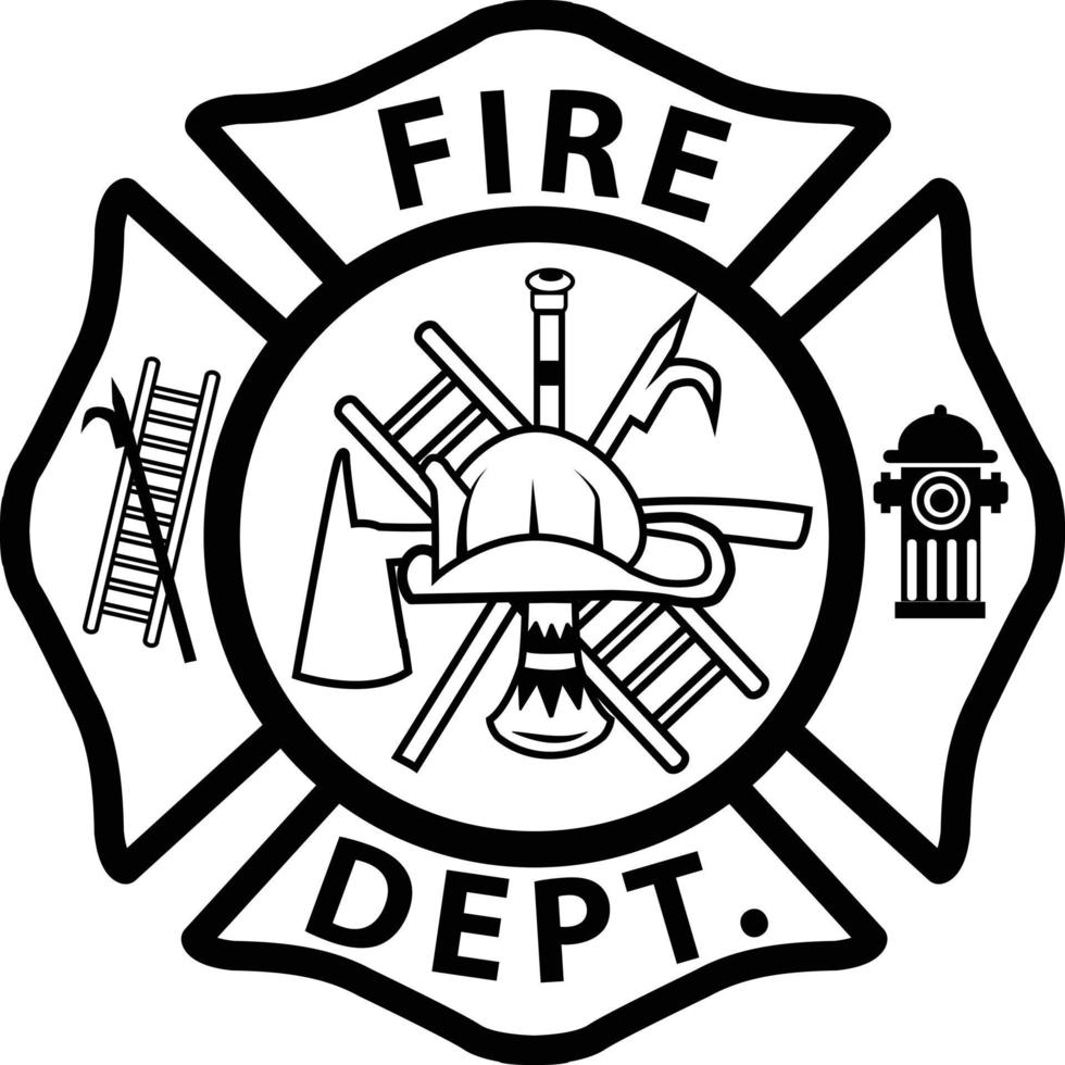 fireman emblem sign on white background. firefighter st florian maltese cross. fire department symbol. vector