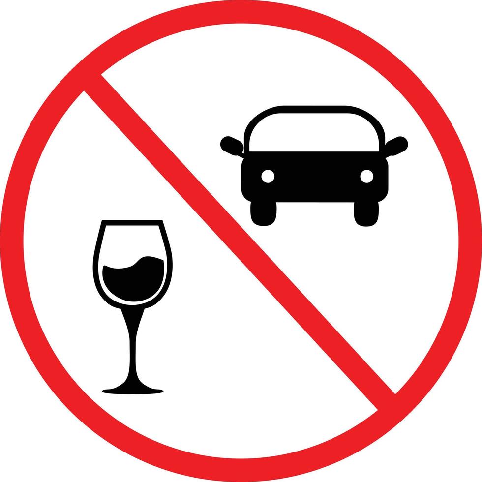 no beba y conduzca icono sobre fondo blanco. no deje de firmar el alcohol. estilo plano vector