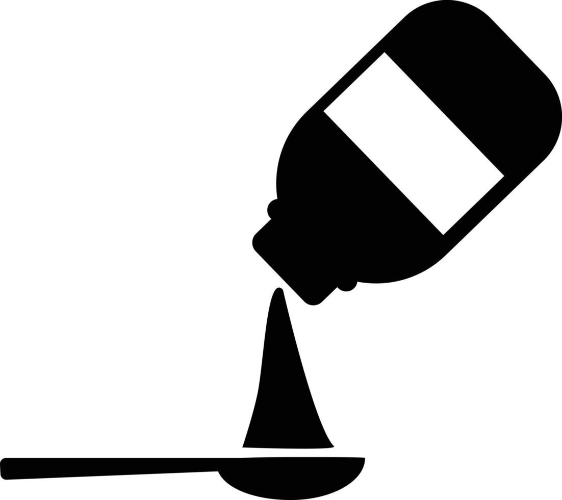 bottle pouring syrup icon on white background. syrup sign. bottle with syrup pour in medical spoon symbol. flat style. vector