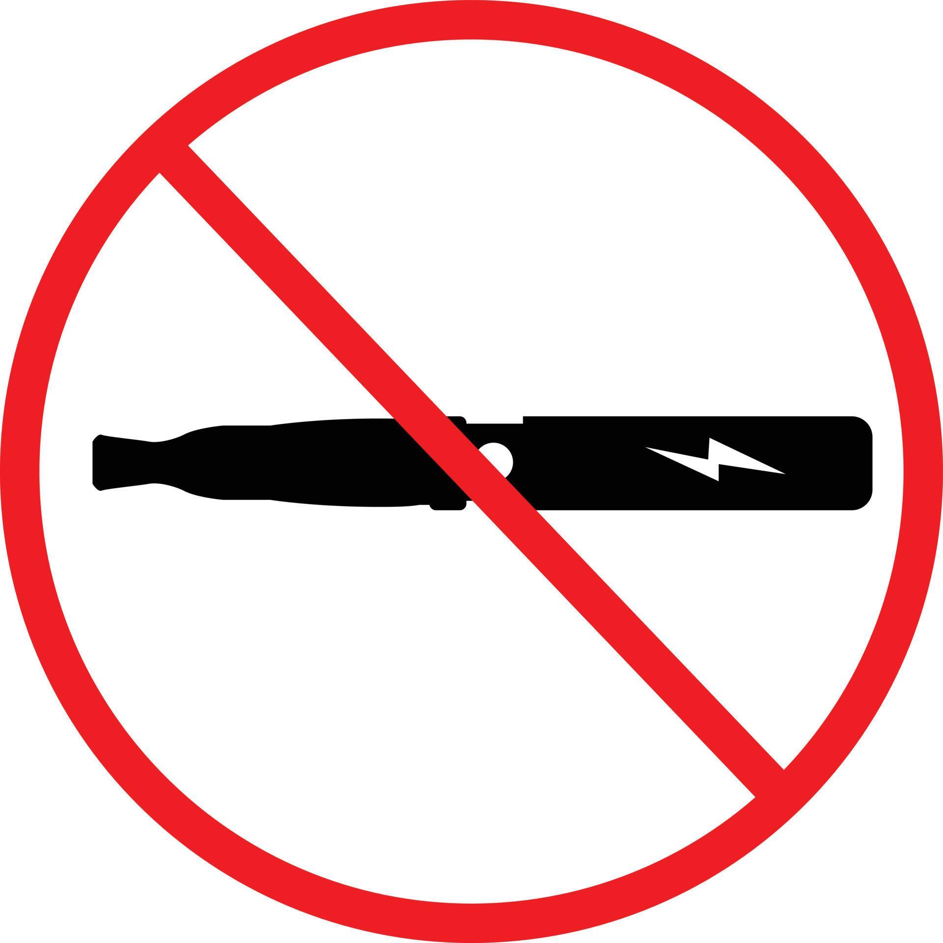 electronic cigarette ban icon on white background. no smoking electronic cigarettes sing. No