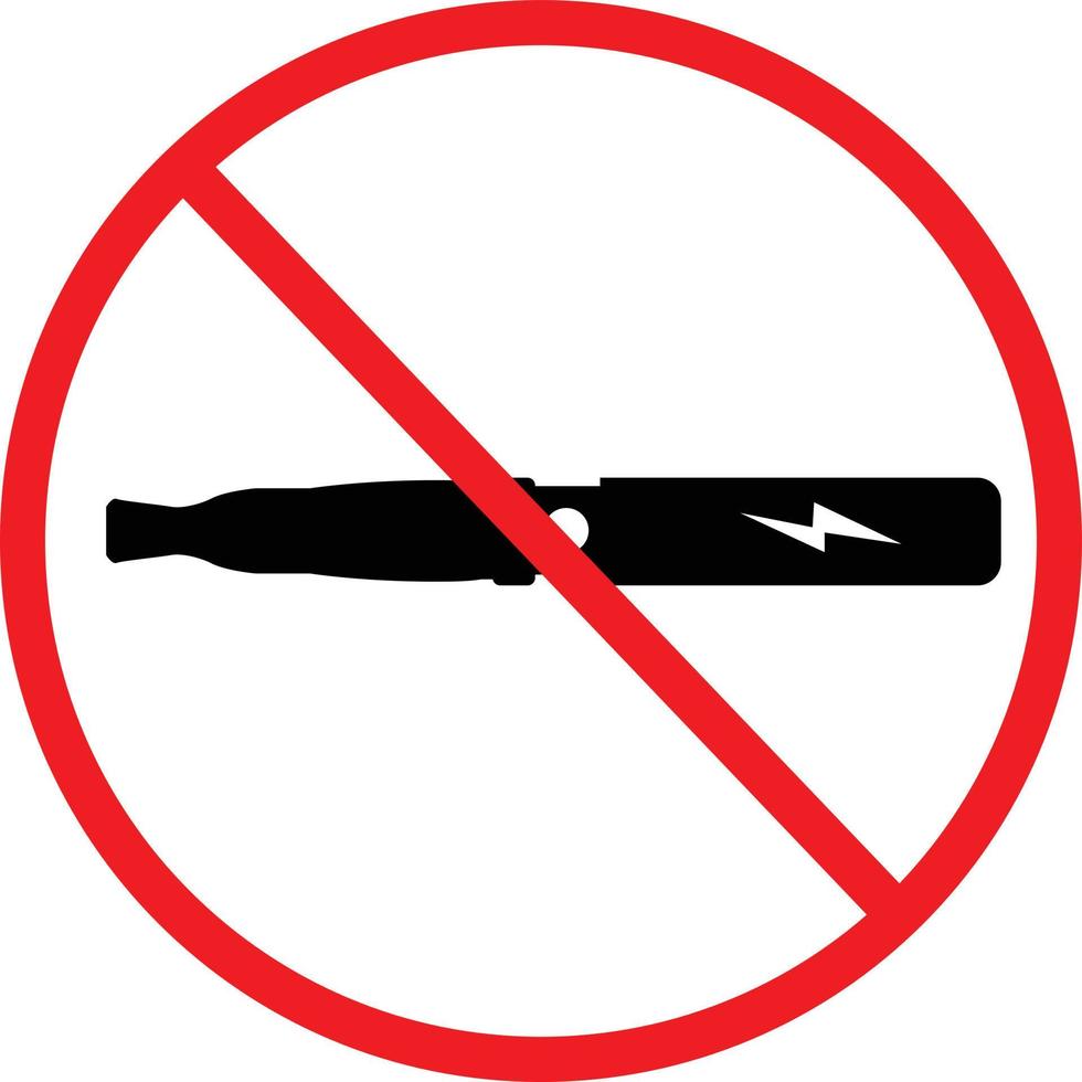 icono de prohibición de cigarrillos electrónicos sobre fondo blanco. No fumar cigarrillos electrónicos cantan. sin símbolo de vapeo. estilo plano vector