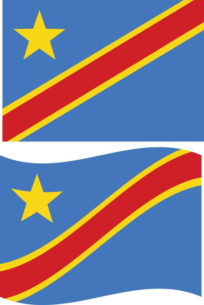 Congo waving flag on white background. Democratic Republic of the Congo flag. flat style. vector