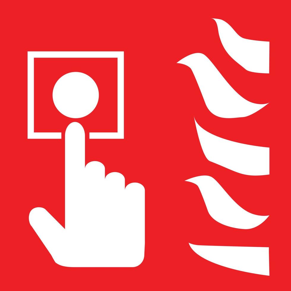 icono de emergencia de incendio sobre fondo blanco. señal de seguridad contra incendios. símbolo de punto de llamada de alarma de incendio. estilo plano vector