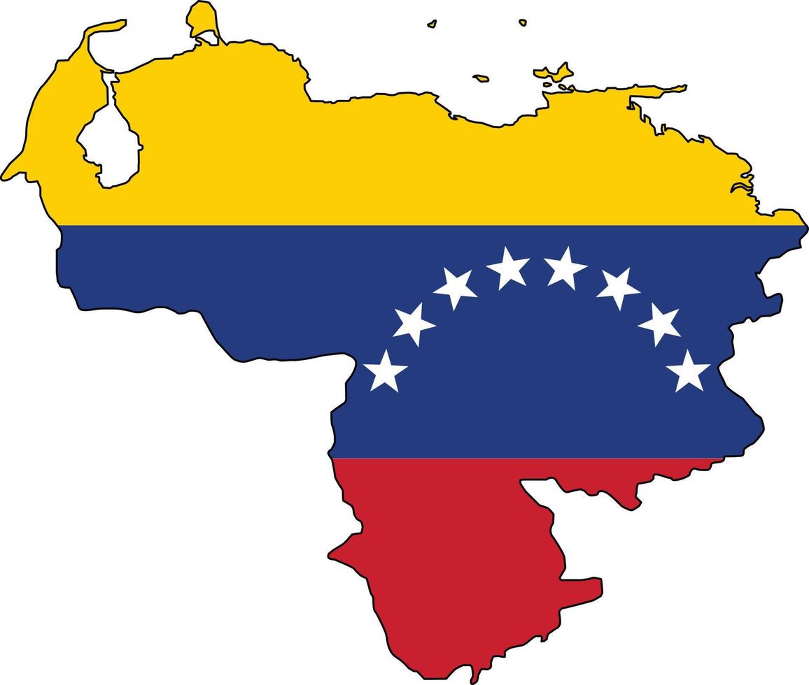 Venezuela Map National flag icon on white background. flat style. vector