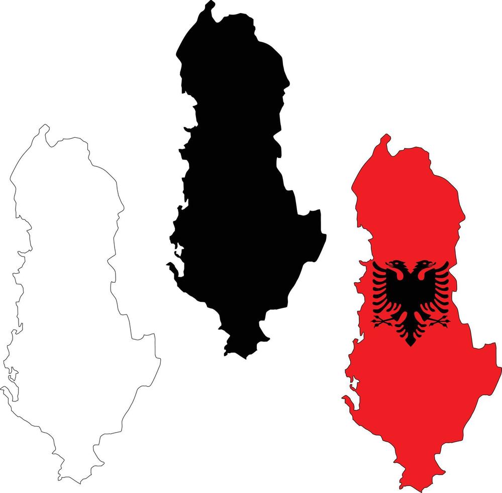 Icono de mapa de albania sobre fondo blanco. mapa fronterizo del país de albania. estilo plano vector