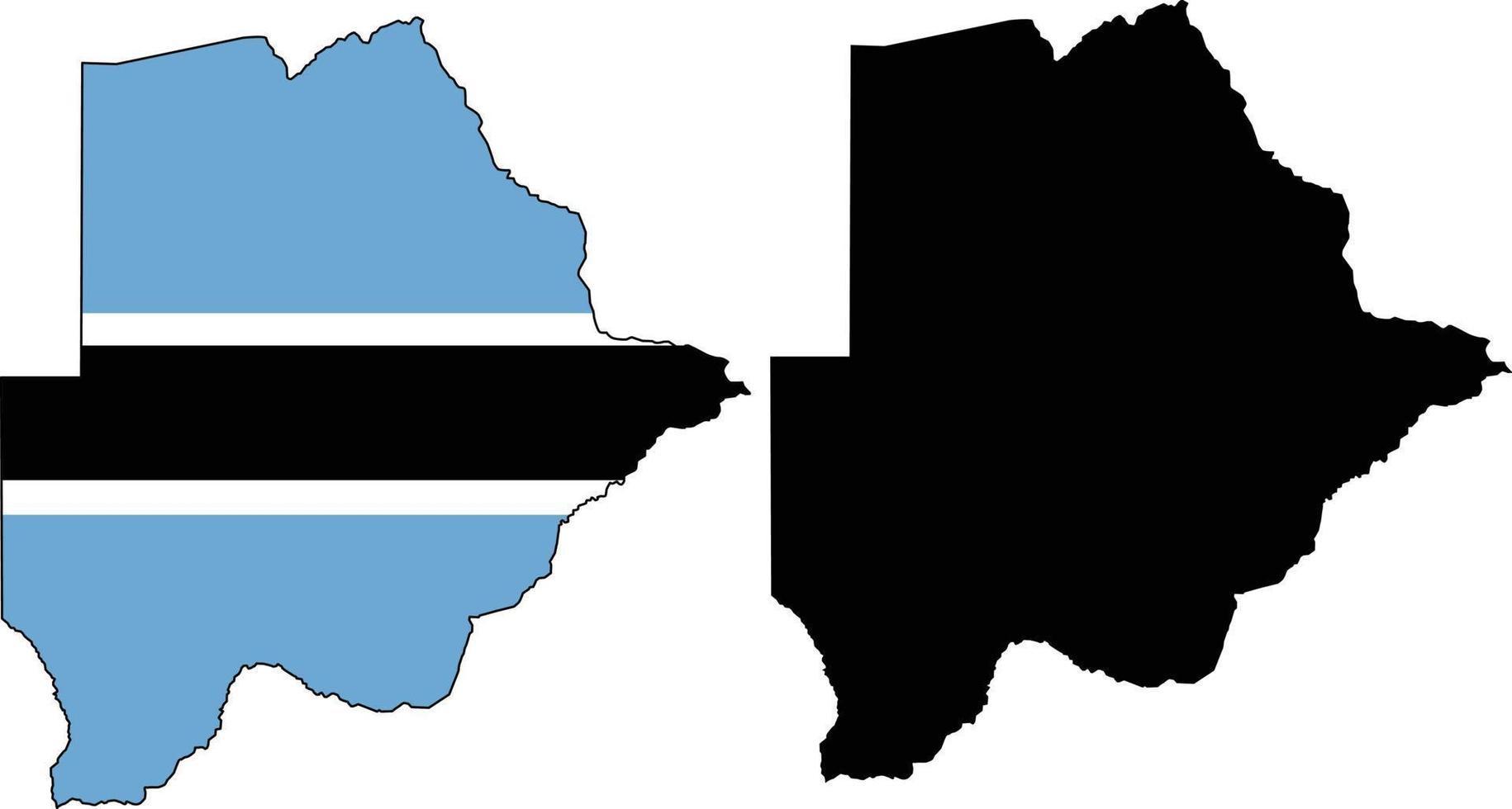 mapa de botsuana sobre fondo blanco. bandera del país de botswana dentro del mapa fronterizo del país. estilo plano vector