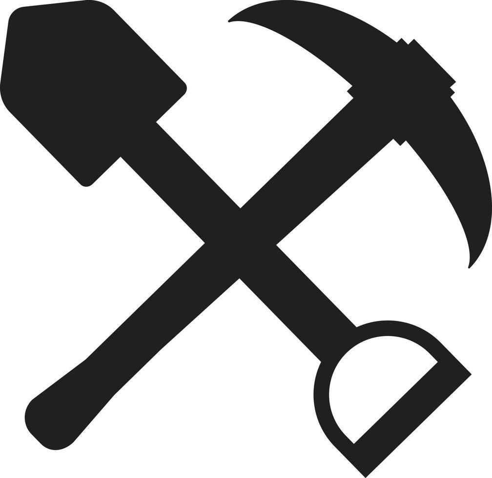 Miner Pickaxe Shovel on white background. shovel and pickaxe sign. flat style. vector