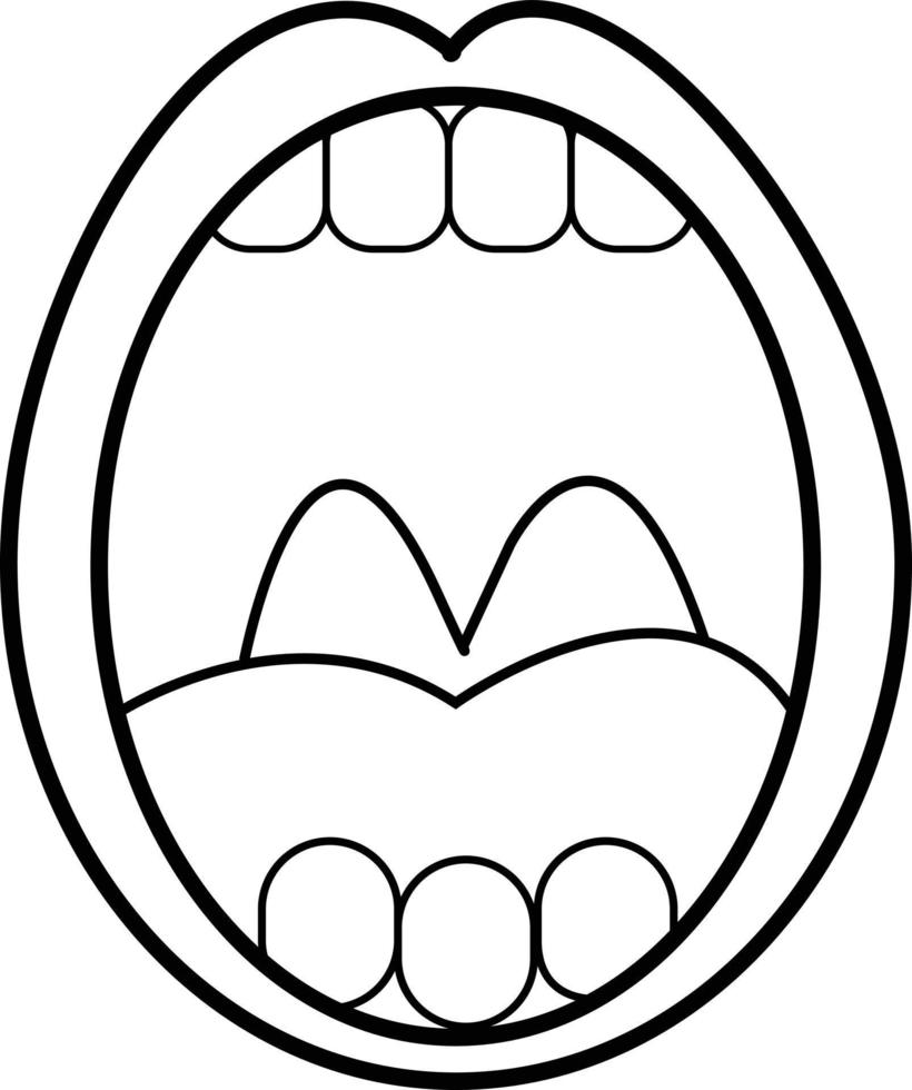 icono de la cavidad oral sobre fondo blanco. Boca abierta con dientes y lengua. símbolo oral de la garganta. estilo plano vector