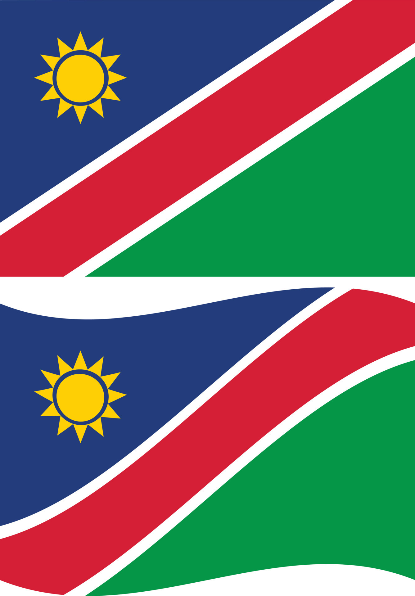 Waving flag of Namibia on white background. High detailed vector flag