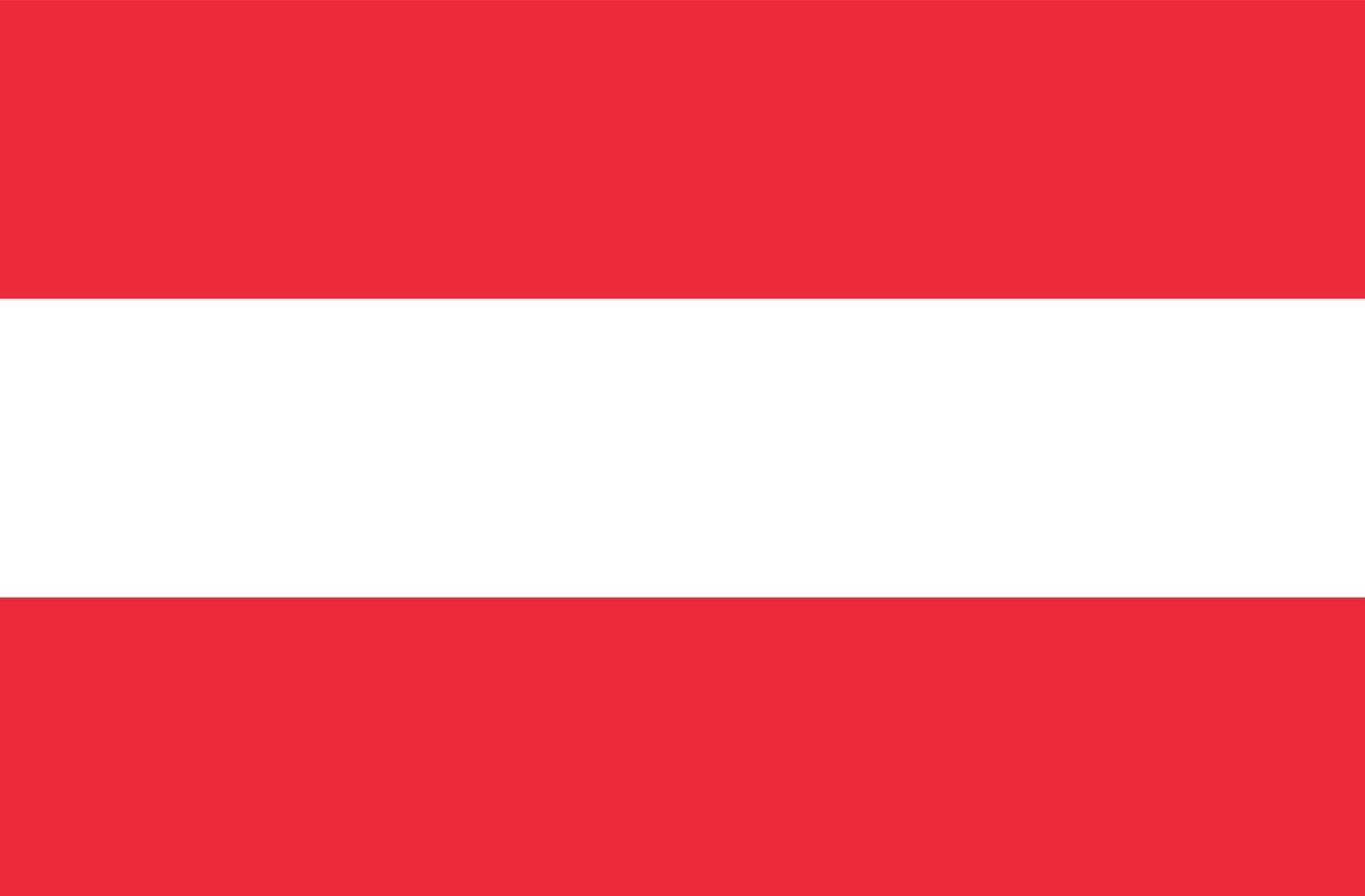 bandera de austria sobre fondo blanco. bandera nacional del país europeo austria. estilo plano vector