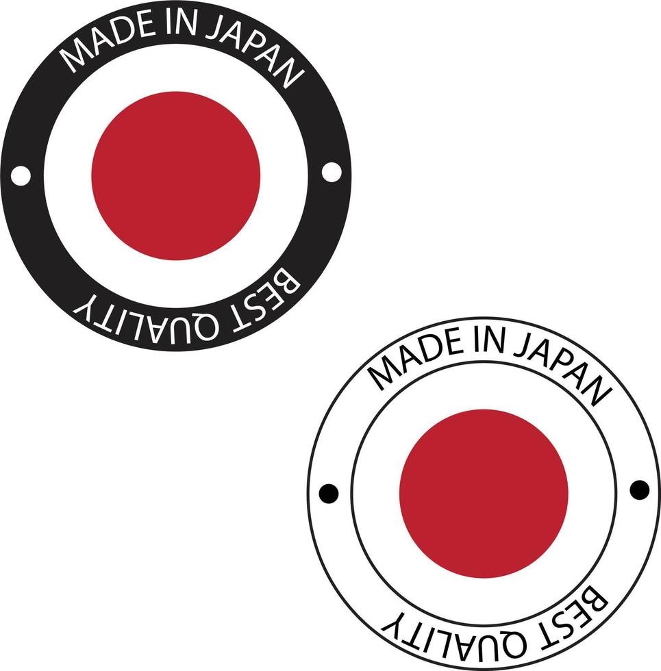 insignia con la bandera de Japón. hecho en sello de japón. hecho en la etiqueta de Japón. estilo plano vector