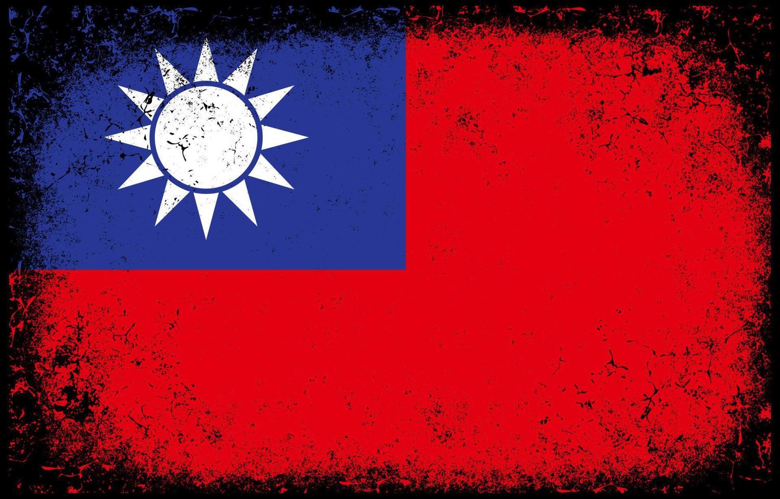 old dirty grunge vintage taiwan national flag illustration vector