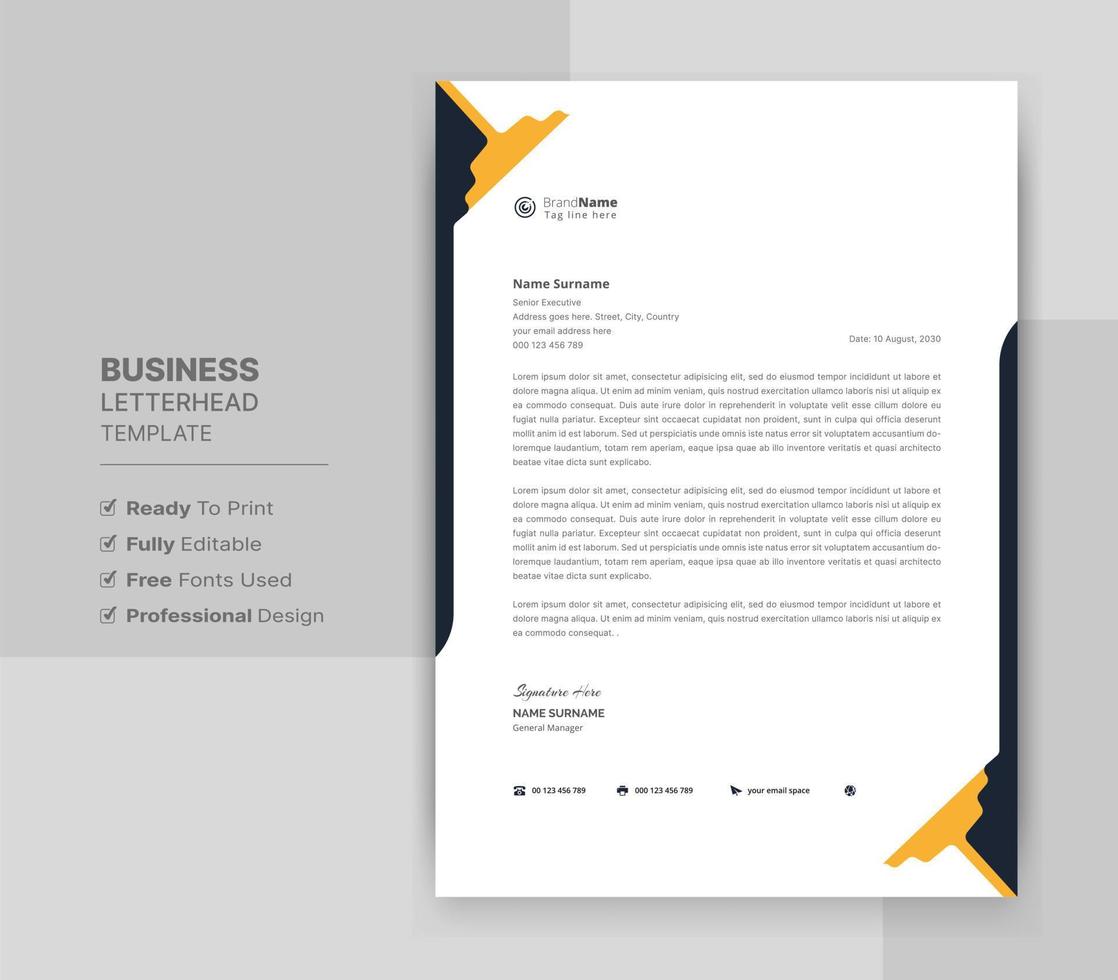 Letterhead Format Template, Business Style Letterhead Design Template
