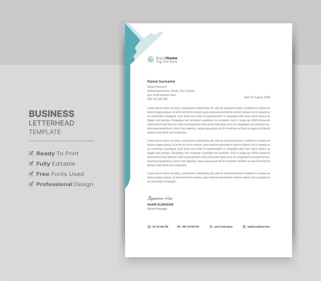 Letterhead Format Template, Business Style Letterhead Design Template