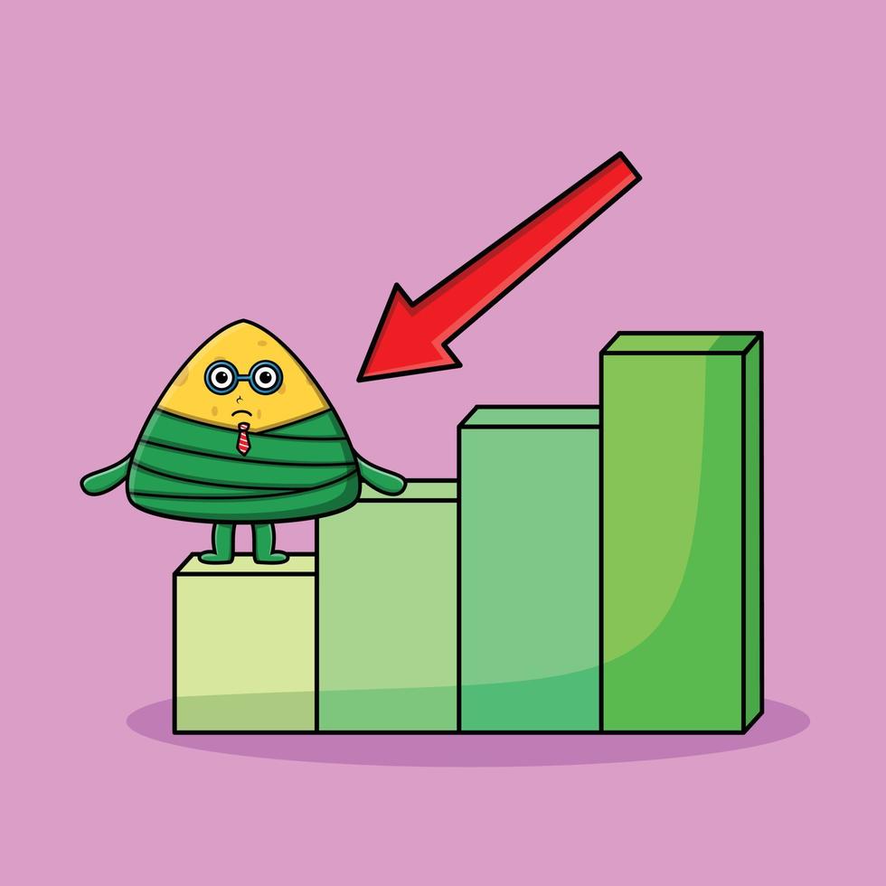 Chinese rice dumpling cute with a inflation chart vector