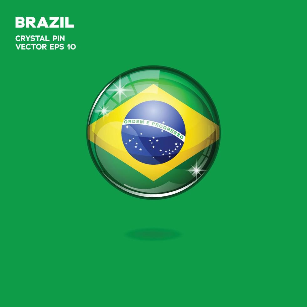 botones 3d de la bandera de brasil vector