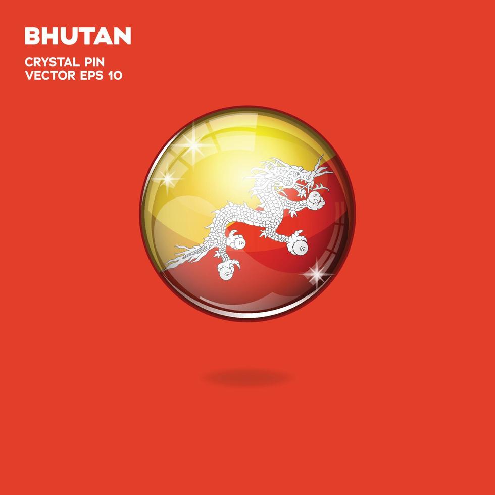 Bután bandera botones 3d vector