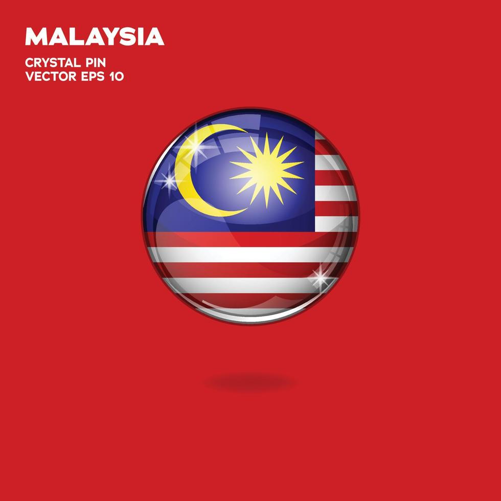 botones 3d de la bandera de malasia vector