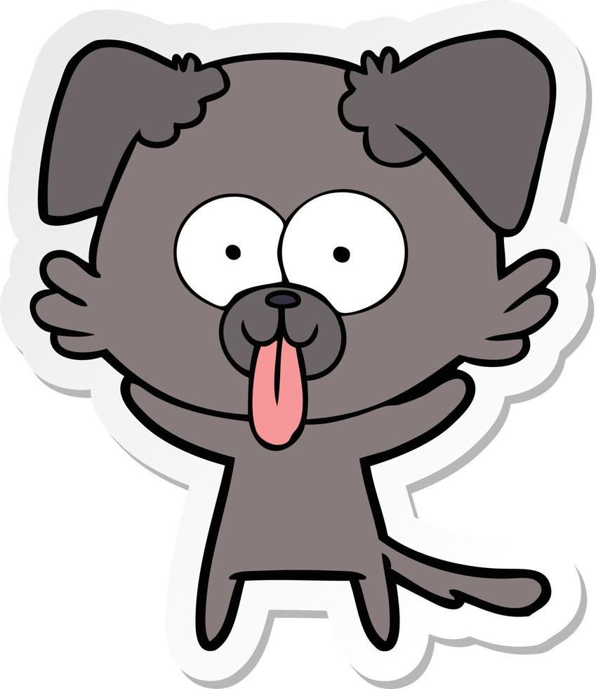 sticker of a cartoon dog with tongue sticking out vector