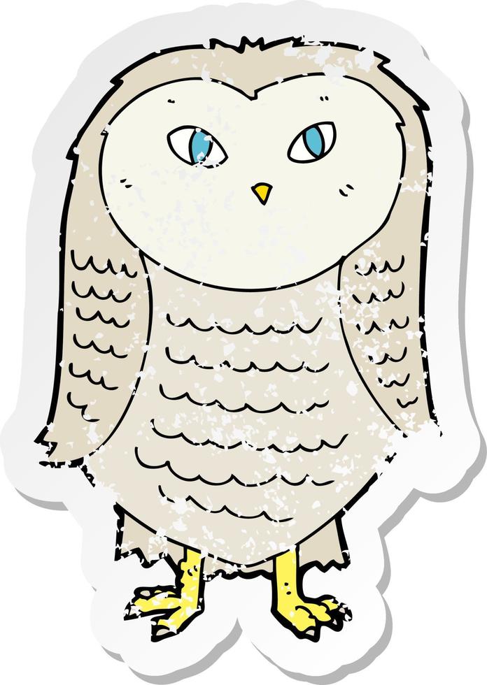 retro distressed sticker of a cartoon owl vector