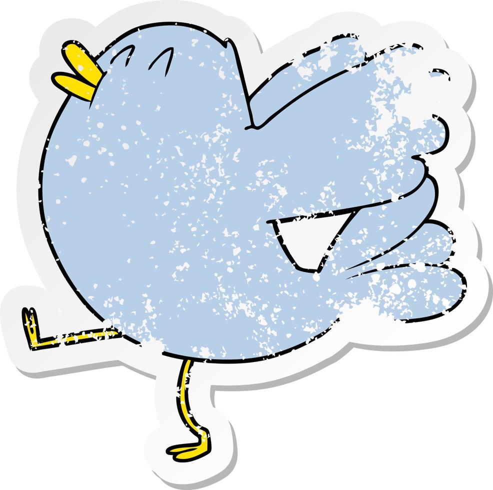distressed sticker of a cartoon flapping bird vector
