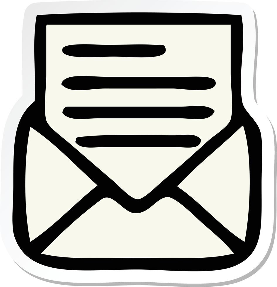 sticker of a cute cartoon letter and envelope vector