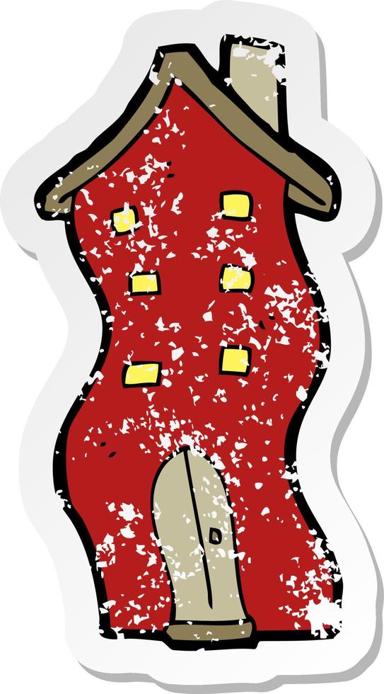 retro distressed sticker of a cartoon house vector