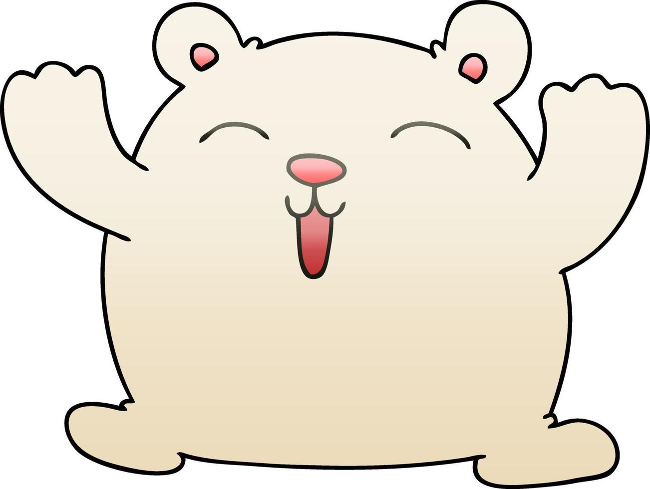 quirky gradient shaded cartoon funny polar bear vector