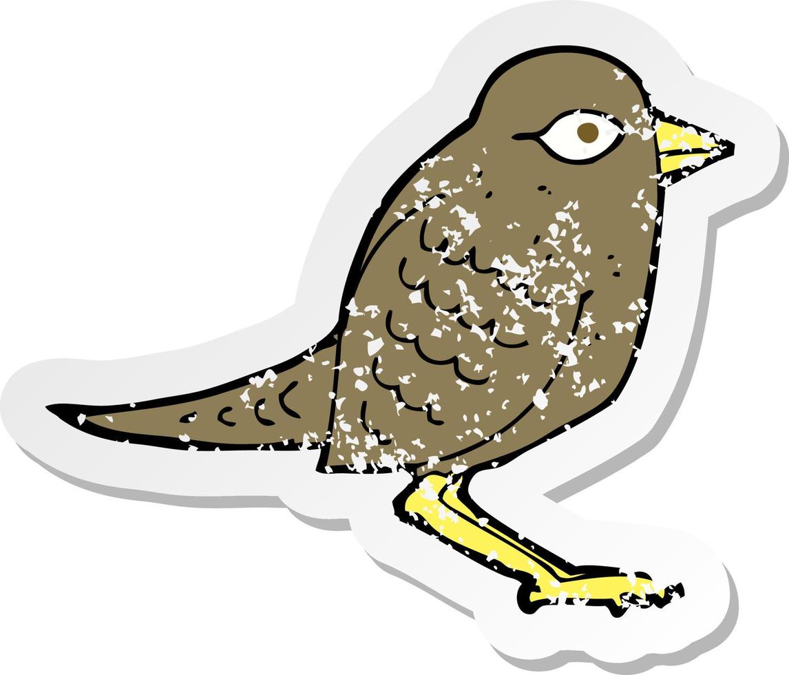 retro distressed sticker of a cartoon garden bird vector