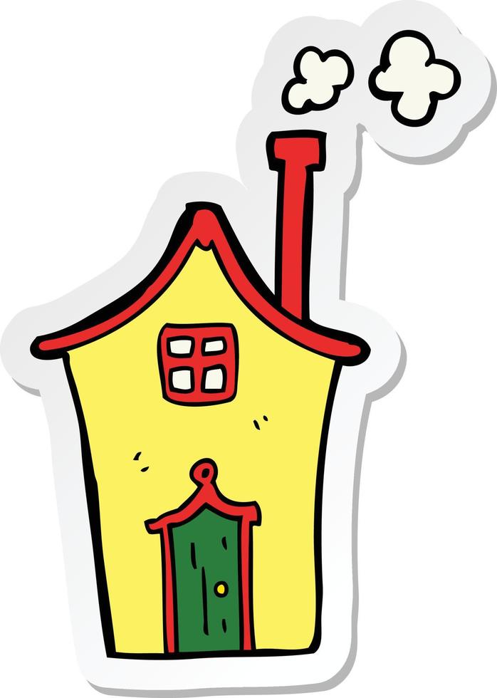 sticker of a cartoon house vector