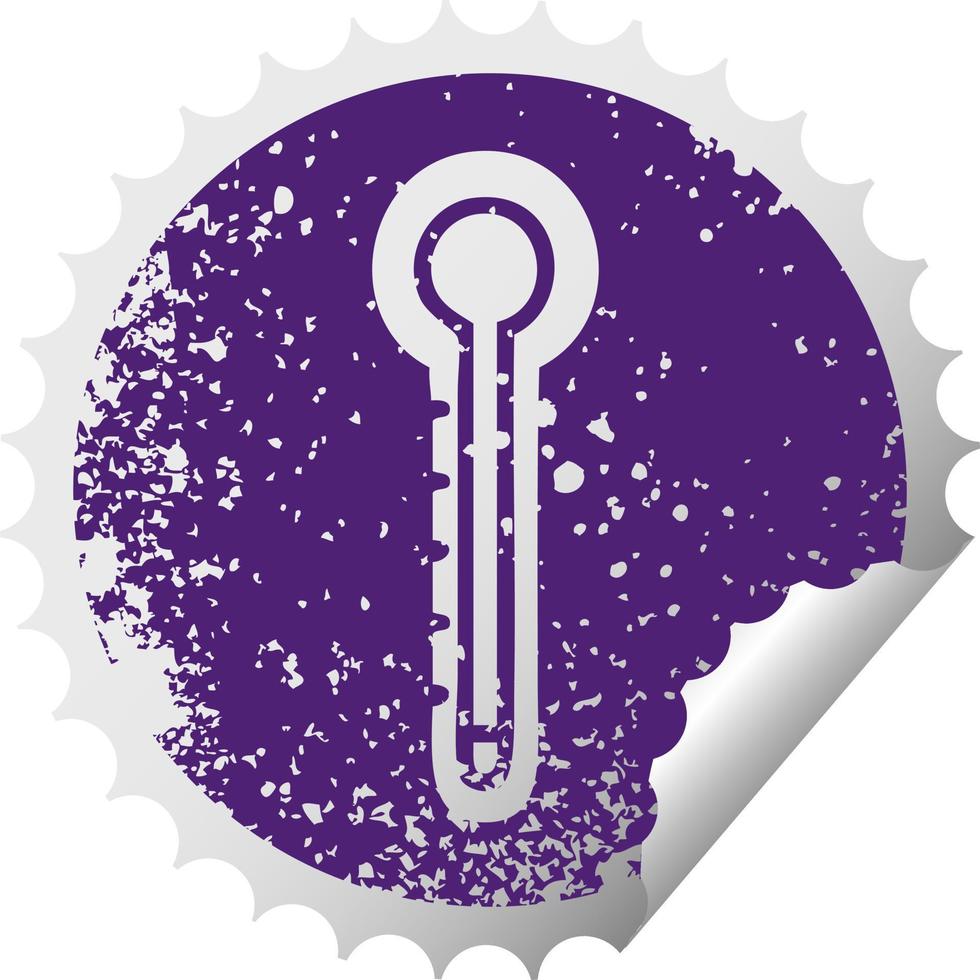 distressed circular peeling sticker symbol glass thermometer vector