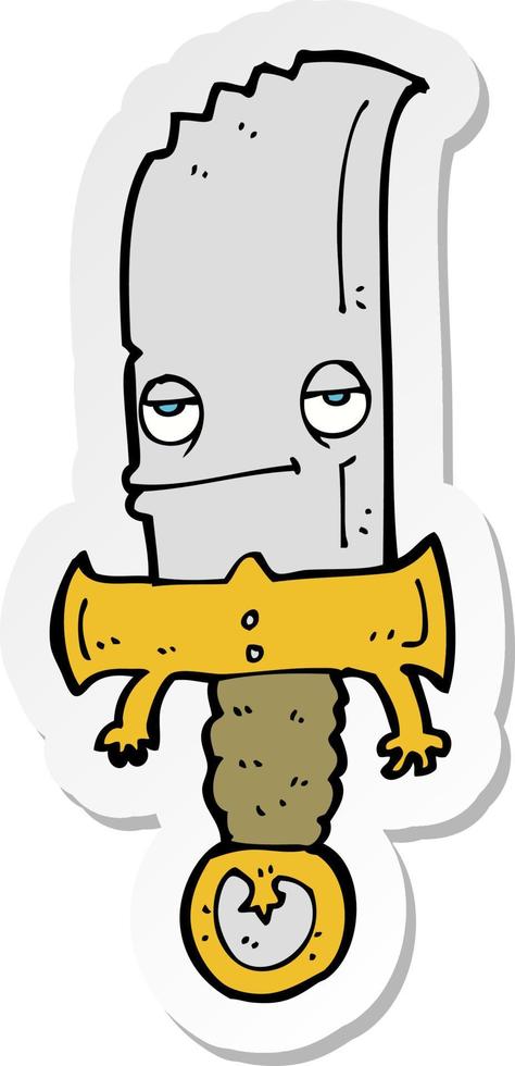 pegatina de un personaje de dibujos animados de cuchillo vector