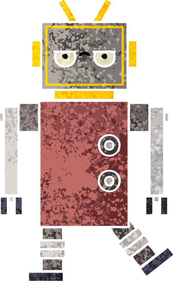 retro illustration style cartoon robot vector