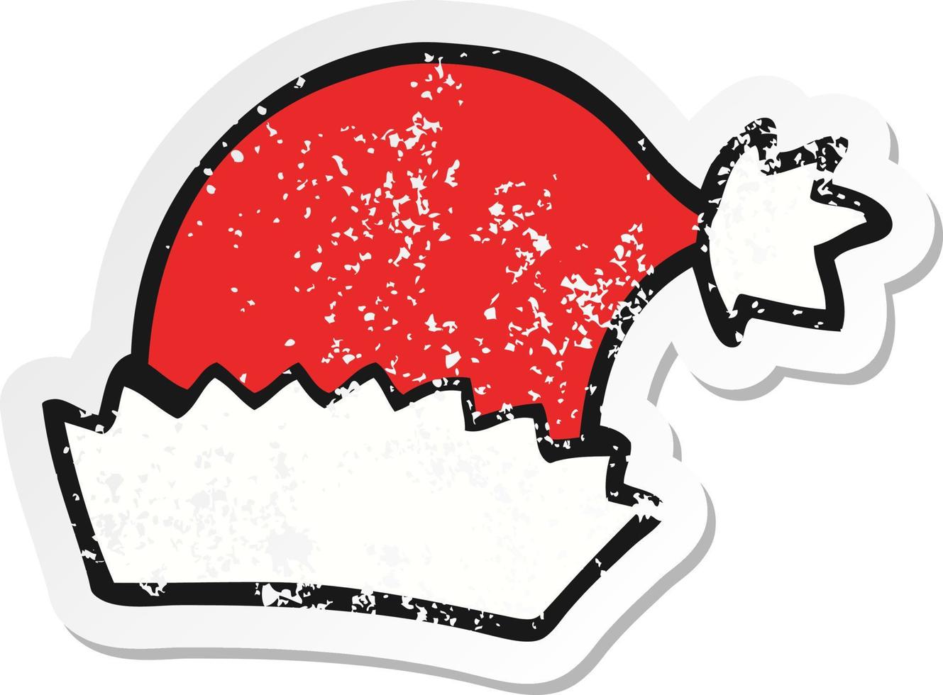 distressed sticker of a cartoon christmas hat vector
