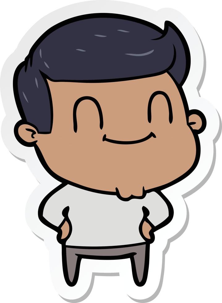 sticker of a cartoon happy man vector