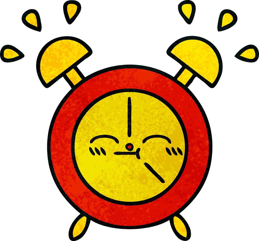 retro grunge texture cartoon alarm clock vector