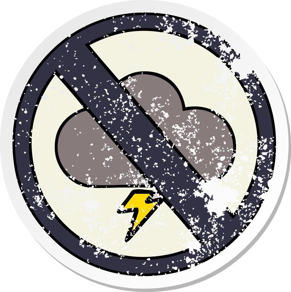 distressed sticker of a cute cartoon weather warning sign vector