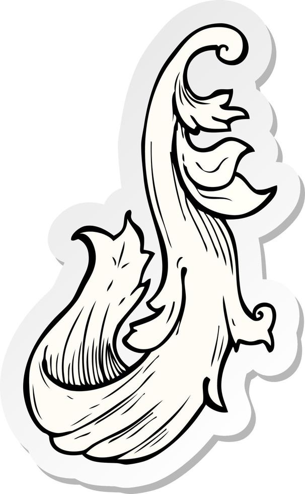sticker of a traditional hand drawn floral swirl vector