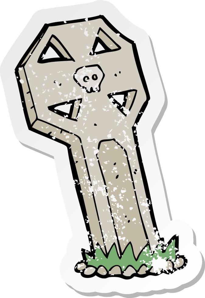 retro distressed sticker of a cartoon spooky grave vector