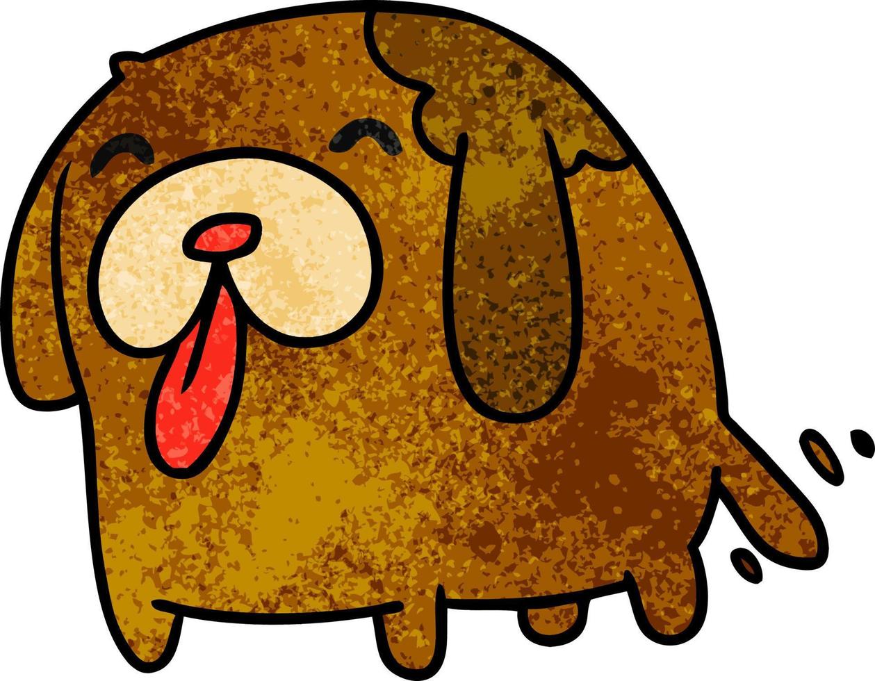 textured cartoon kawaii of a cute dog vector