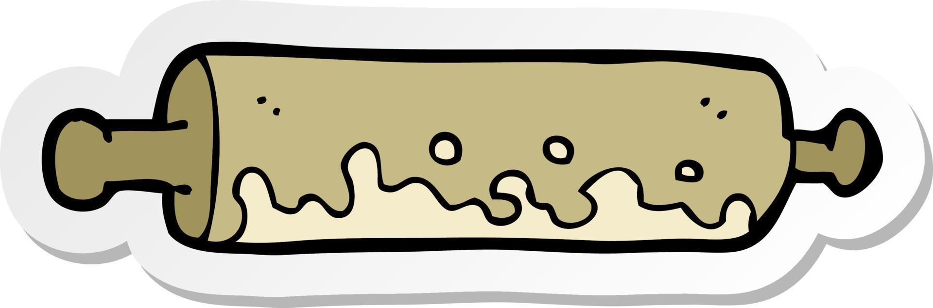 sticker of a cartoon rolling pin vector