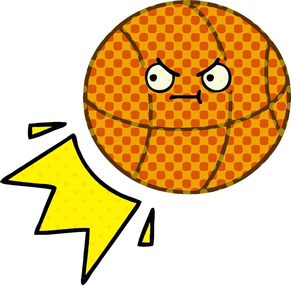 comic book style cartoon basketball vector