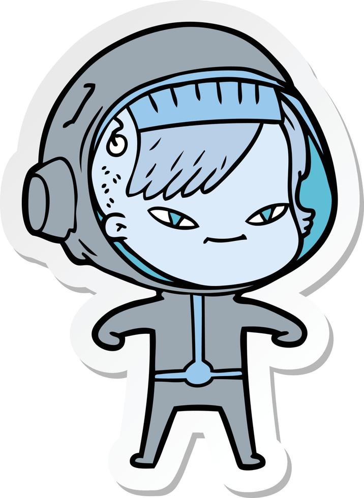 sticker of a cartoon astronaut woman vector