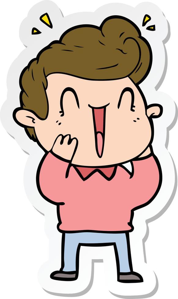 sticker of a cartoon excited man vector