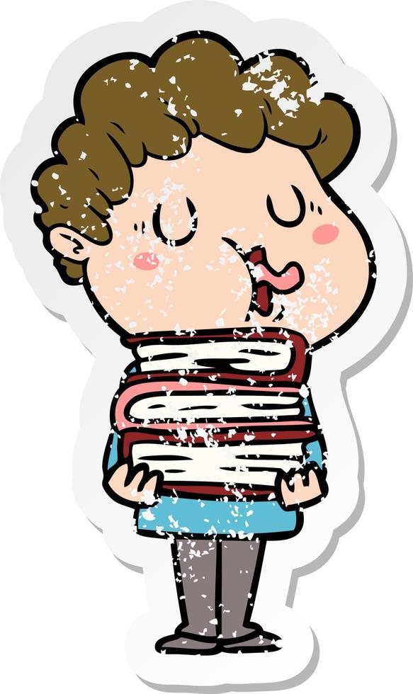 distressed sticker of a cartoon man singing vector
