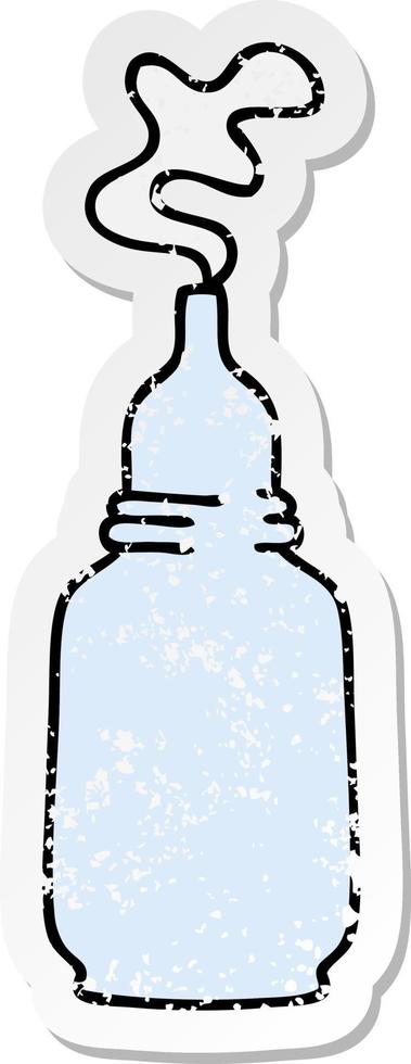 distressed sticker of a quirky hand drawn cartoon glass bottled potion vector