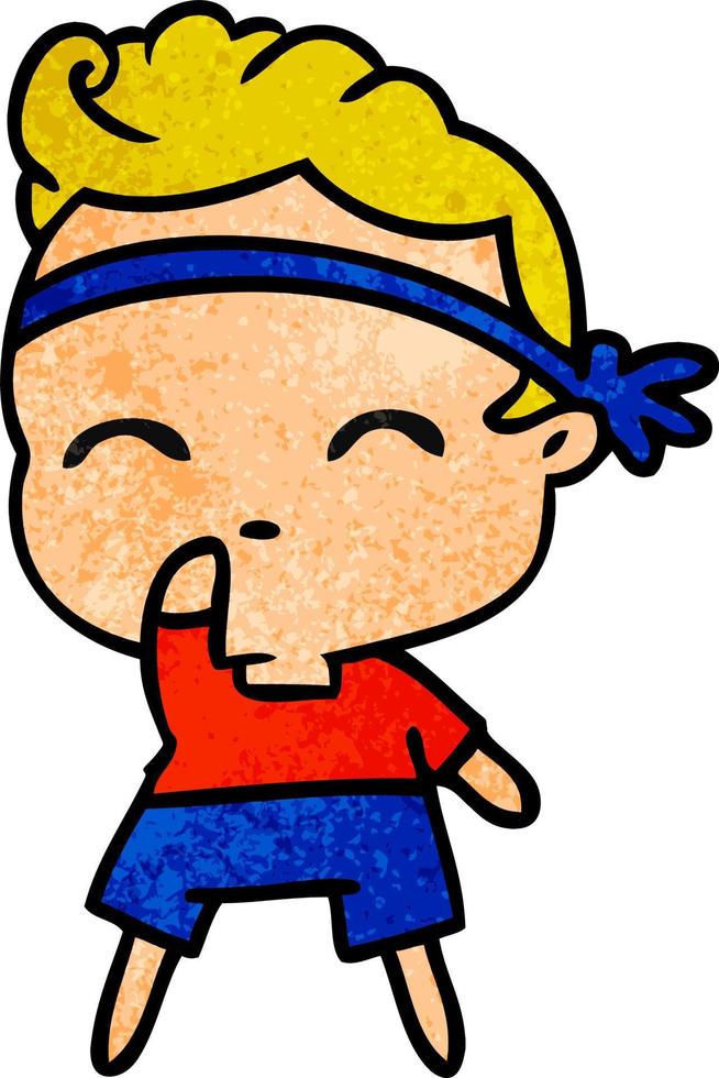 textured cartoon of kawaii cute fitness boy vector