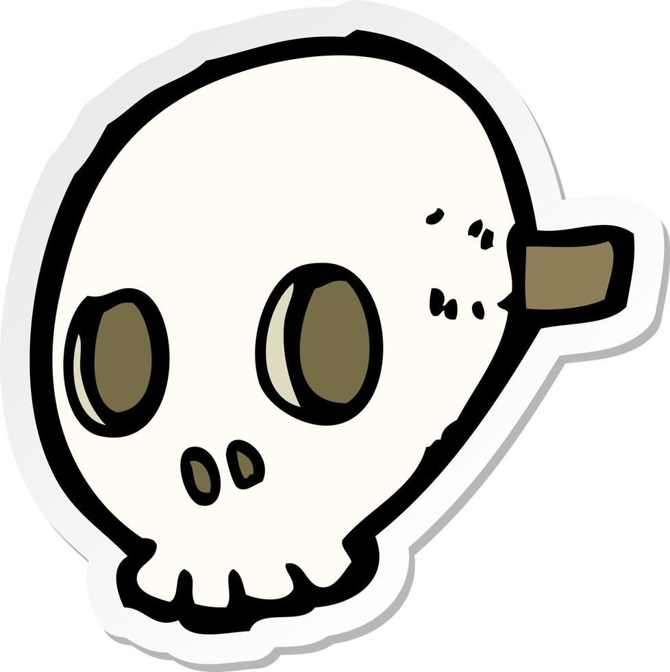 pegatina de una máscara de calavera de dibujos animados vector