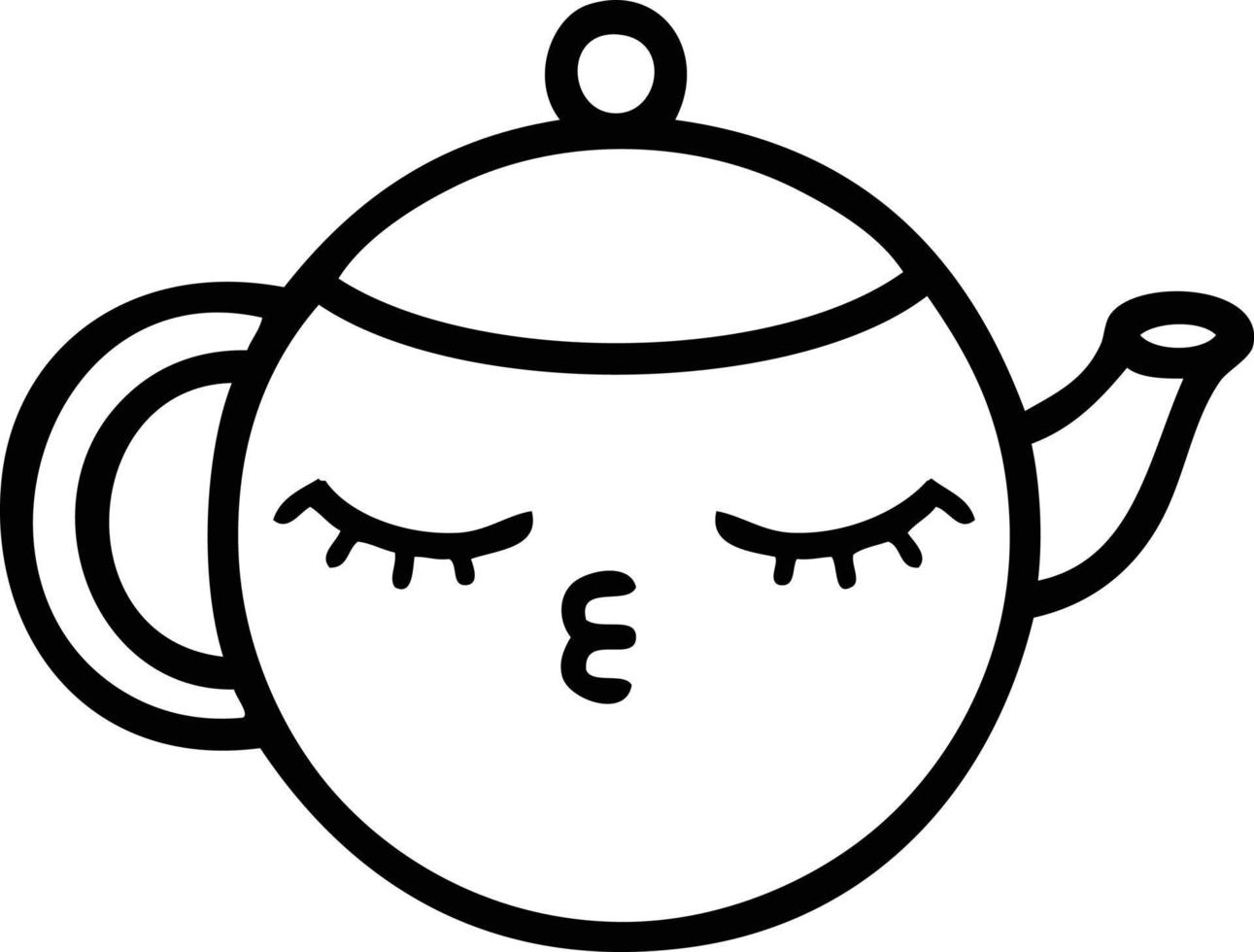 line drawing cartoon teapot vector