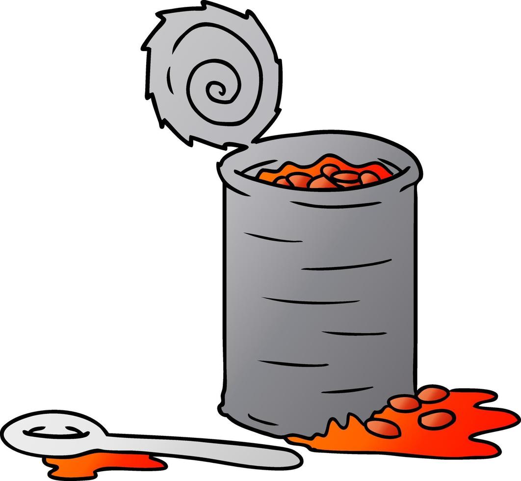 gradient cartoon doodle of an opened can of beans 10752789 Vector Art
